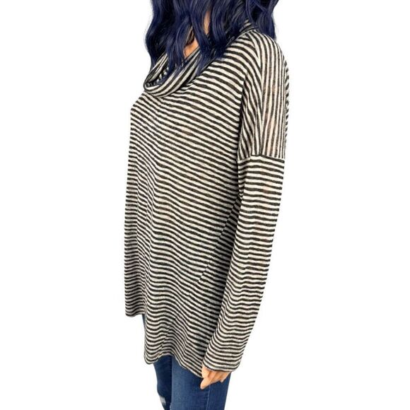 Anthropologie Sunday in Brooklyn Striped Knit Cowl Neck Tunic Top - Picture 2 of 7